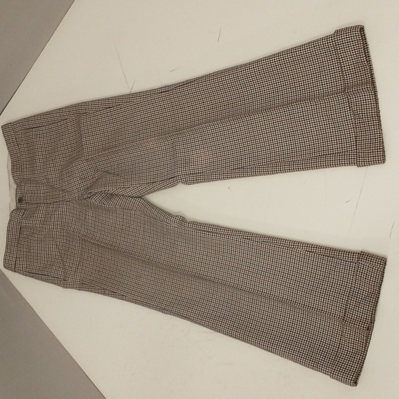 Vintage Hipster Cuffed Flare Pants Plaid Check 70s Seventies Groovy Mod